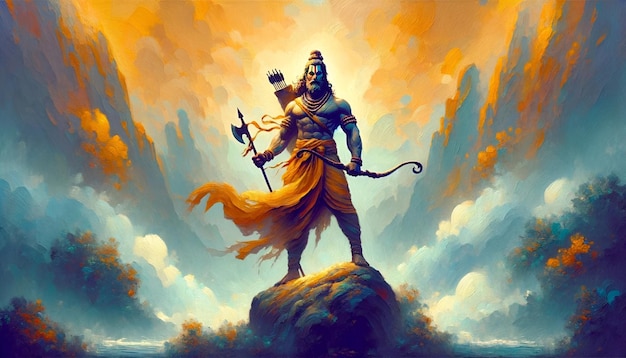 Foto parshuram jayanti illustration mit silhouette von lord parshuram mit axt