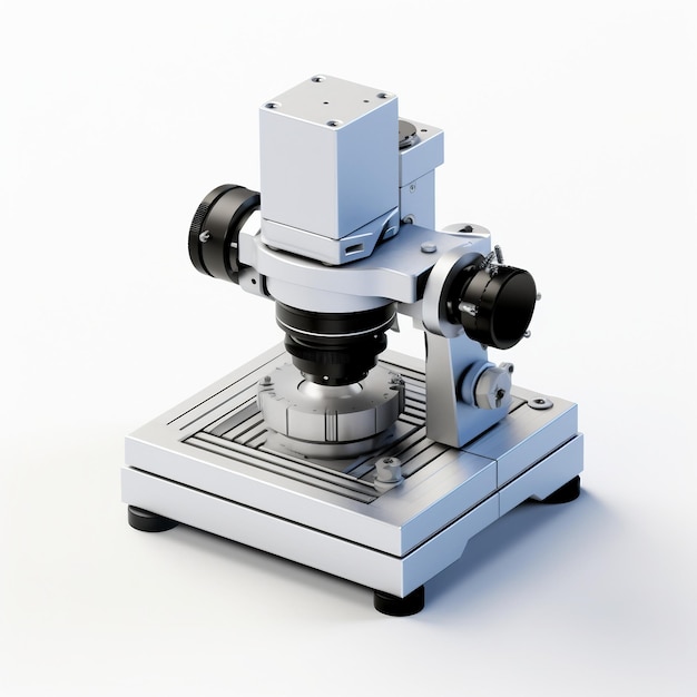 Parte de la base del microscopio sobre un fondo blanco