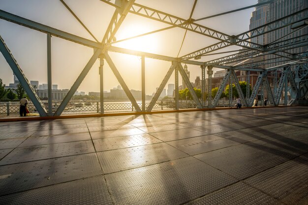 Parte da ponte de estrutura de aço em Tianjin, China