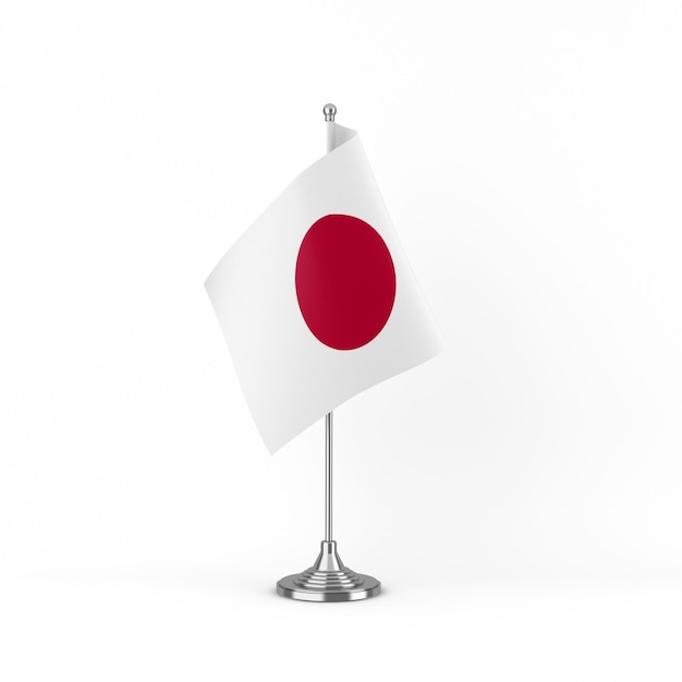 Foto parte delantera de la bandera de japón en fondo blanco