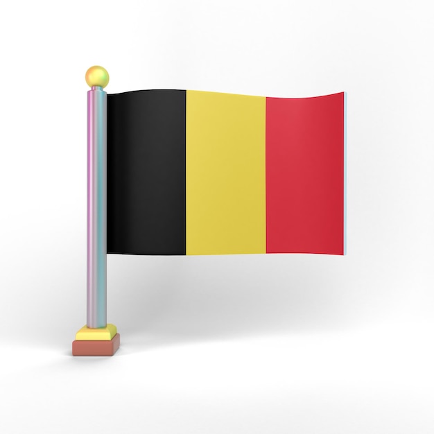 Parte frontal da bandeira da Bélgica em fundo branco