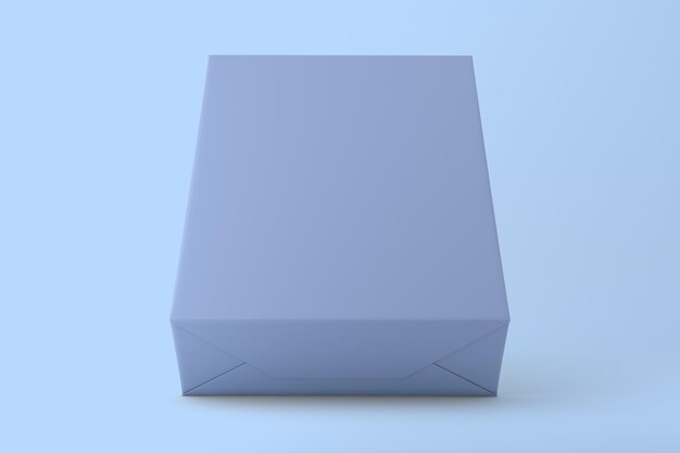 Parte frontal da caixa de presente de papelão isolada em fundo azul