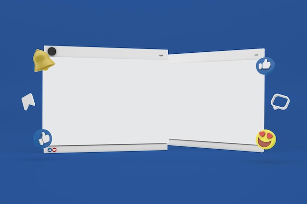 Parte frontal de sites de mídia social em fundo azul