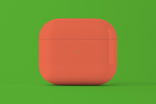 Parte frontal dos pods sem fio isolada em fundo verde