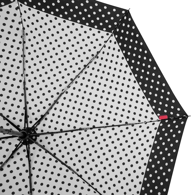 Parte inferior do guarda-chuva preto e branco