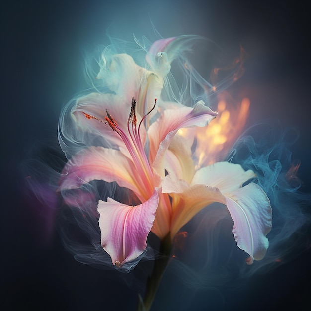 En la parte inferior se muestra una flor con efecto humo.