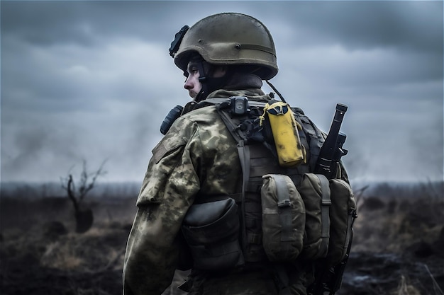 Parte posterior del soldado Operación de guerra de las fuerzas especiales IA generativa