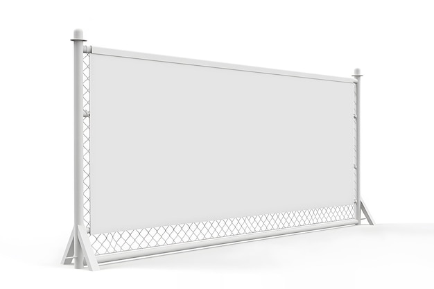 Parte de valla de acero con pancarta blanca en blanco aislada en blanco IA generativa