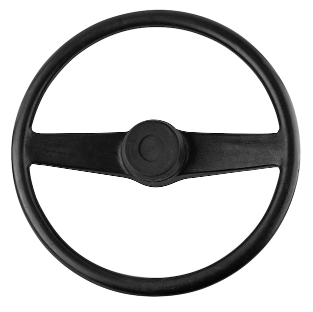 parte del volante del automóvil sobre un fondo blanco en aislamiento