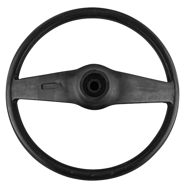 parte del volante del automóvil sobre un fondo blanco en aislamiento
