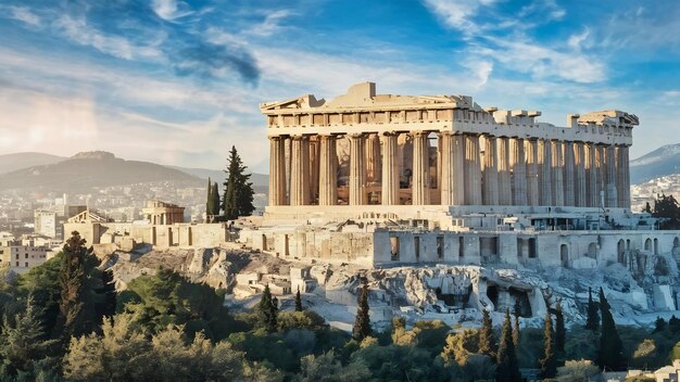 Foto partenão na acrópole, em atenas, grécia