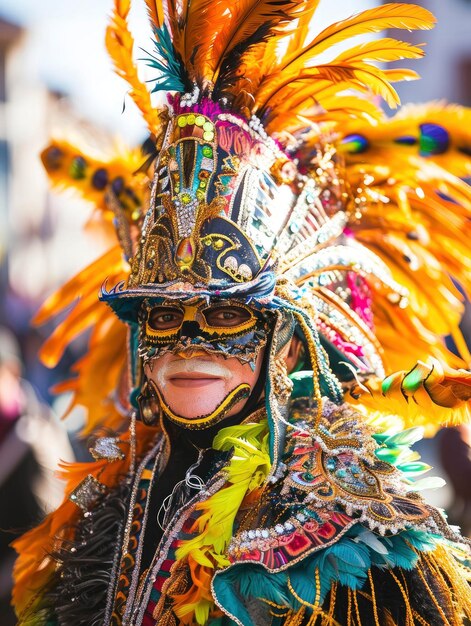 Foto participante en el carnaval de oruro con un hermoso disfraz