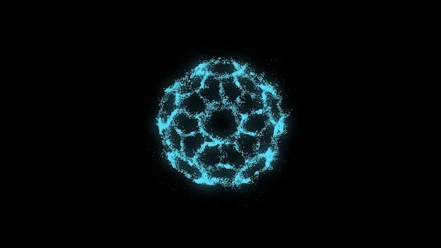 Partícula azul brillante sobre un fondo negro fondo abstracto futurista