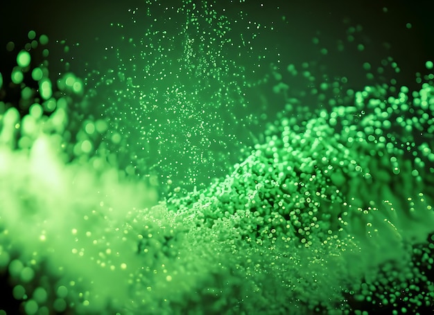 Particula fluida de fondo abstracta con color verdoso