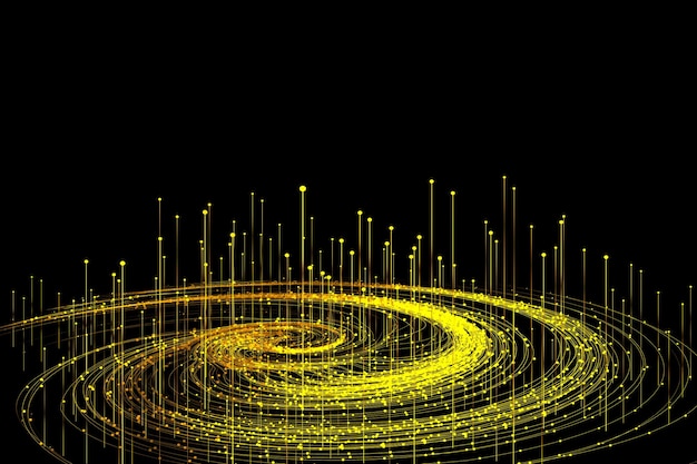 Partícula luminosa de punto y línea Vortex Big data Tecnología de tecnología de comunicación