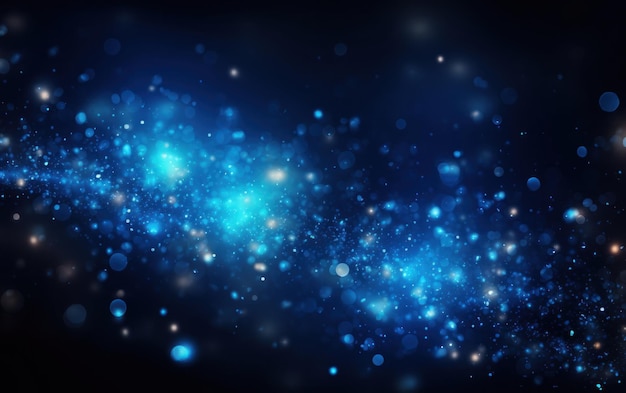 Foto partículas azuis brilhantes em um fundo bokeh abstrato