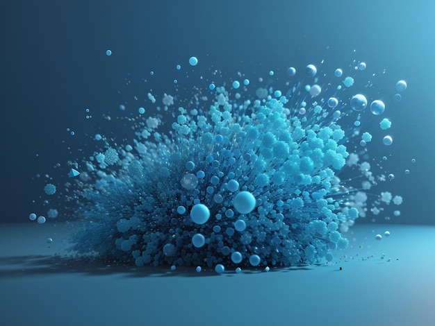 Partículas azuis, uma profusão em um fundo azul