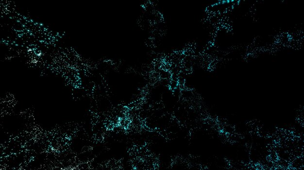Partículas azules sobre un fondo negro