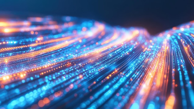 Partículas brillantes abstractas que forman una onda digital Concepto de tecnología futurista de fondo