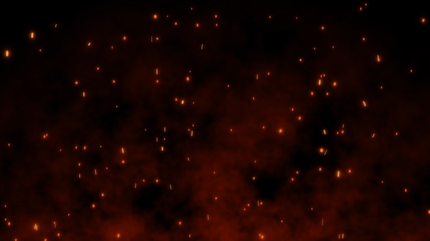 Foto partículas brillantes de fuego en negro