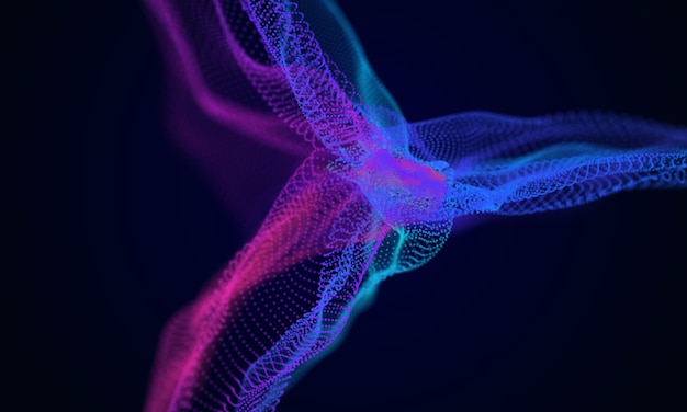 Partículas cibernéticas coloridas do fundo digital abstrato da onda