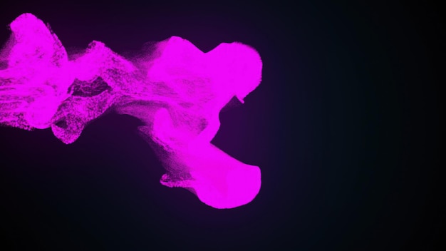 Partículas de color de líquido sobre un fondo negro y una linterna de fondo abstracto de representación 3d