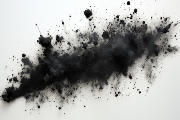 Partículas de carvão na cor preta se espalham por uma superfície branca representando a presença de ar po