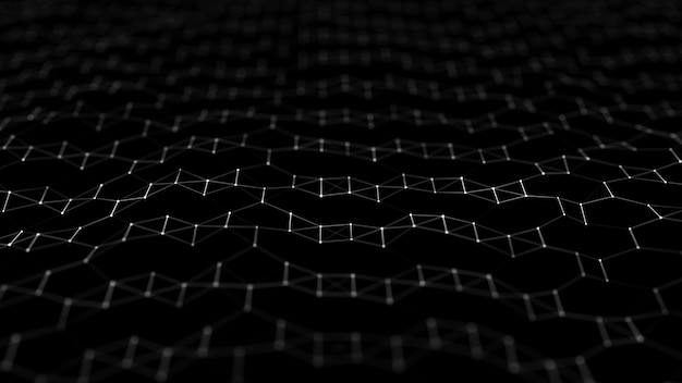 Partículas de fluxo digital abstrato Fundo de conexão de rede cibernética Visualização de big data Cenário de tecnologia renderização em 3d