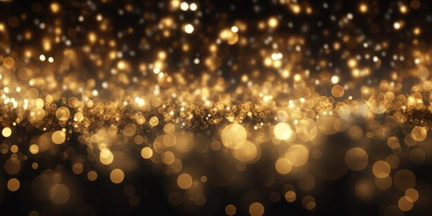 Partículas de ouro e lanternas para decoração festiva luzes douradas brilhantes