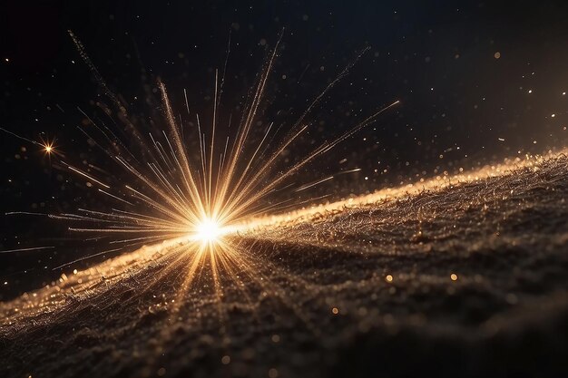 Foto partículas de poeira retroiluminadas reais com brilho real da lente