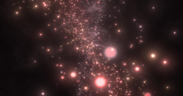 Partículas de energía roja naranja abstracta y ondas mágicas brillantes brillantes futuristas de alta tecnología