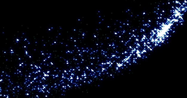 Foto partículas de estrellas de diamantes de imitación misteriosas hermosas azules brillantes luminosas brillantes sobre un fondo negro