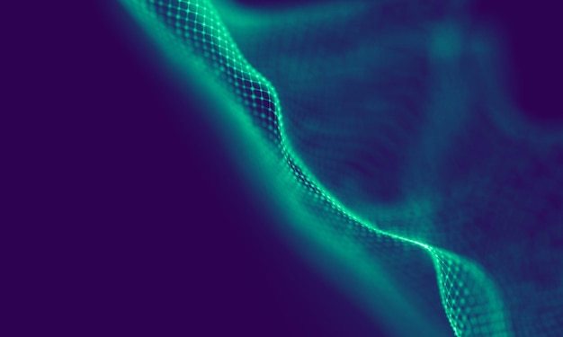 Partículas geométricas azules abstractas sobre fondo púrpura Estructura de conexión Ciencia fondo azul Tecnología futurista Elemento HUD que conecta puntos y líneas Big data y negocios