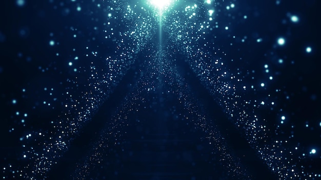 Partículas de luz azul de fondo brillante