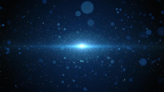 Partículas de luz azul de fondo brillante