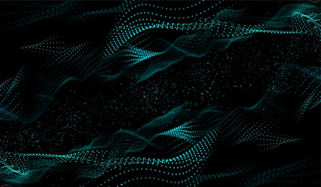 Partículas de luz azul de tecnología digital abstracta 3D sobre fondo negro