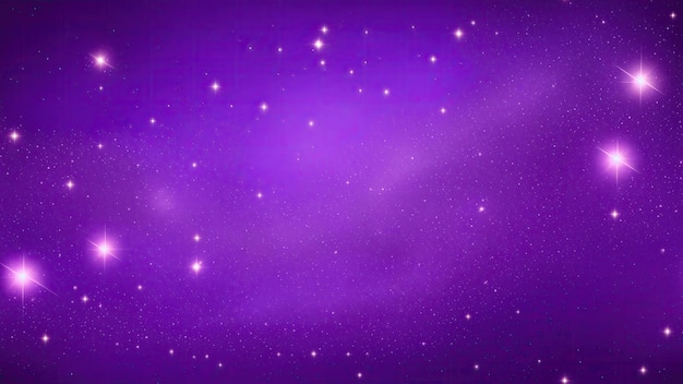 Partículas moradas y fondo abstracto claro con estrellas de puntos brillantes