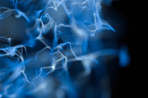 Partículas moviéndose sobre fondo negro renderizado 3d