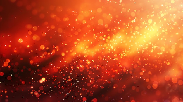 Foto las partículas naranjas y amarillas brillantes flotan en un fondo ardiente.