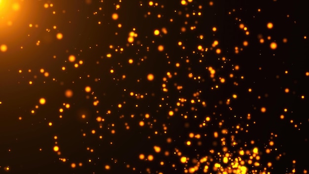 Partículas de oro parpadeantes de renderizado 3d Fondo abstracto