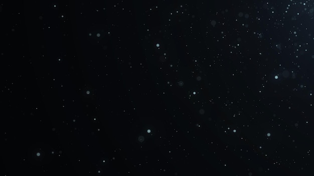 Partículas de polvo que se mueven en el espacio Renderizado 3D de fondo cósmico azul abstracto