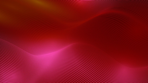 Partículas de puntos de onda de color gris sobre fondo de ilustración de color rojo