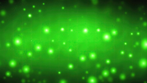 Foto partículas verdes y fondo abstracto ligero con puntos brillantes estrellas