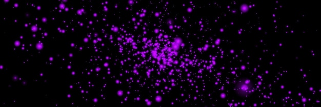 partículas voladoras moradas en una pancarta negra