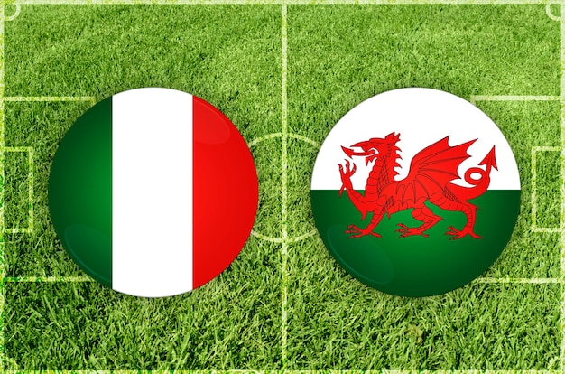Partida de futebol Itália vs Gales