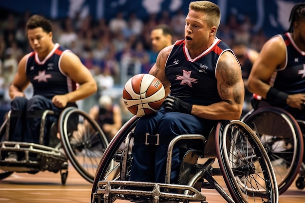 Partido de baloncesto en silla de ruedas IA generativa