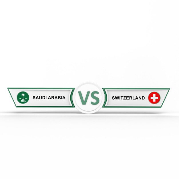 Foto partido de la copa mundial de arabia saudita vs suiza en fondo blanco