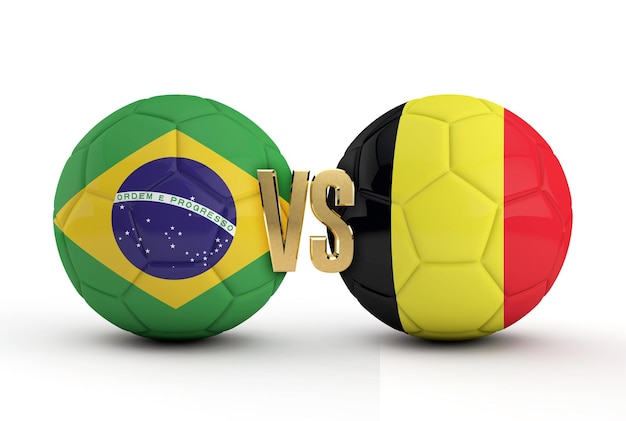 Partido de cuartos de final de fútbol de Brasil contra Bélgica Representación 3D