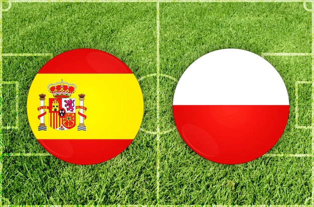 Partido de fútbol España vs Polonia