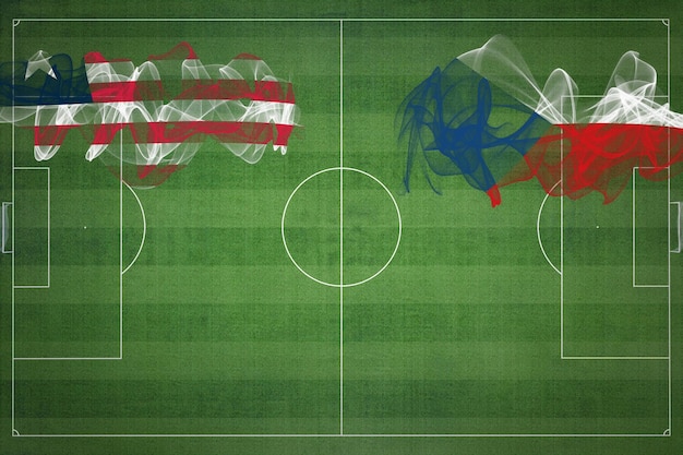 Partido de fútbol Liberia vs República Checa colores nacionales banderas nacionales campo de fútbol juego de fútbol Concepto de competencia Copiar espacio